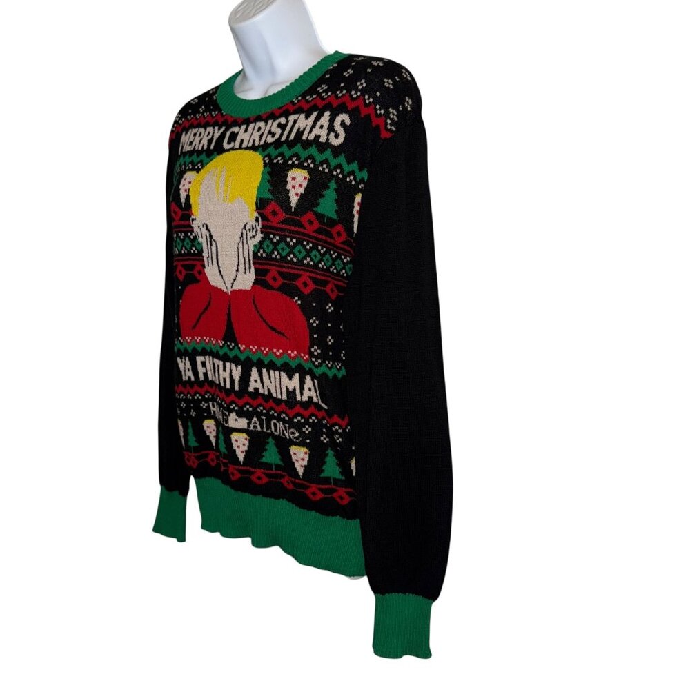 Home Alone Sweater Juniors L Merry Christmas Ya Filthy Animal Black Holiday - Picture 5 of 9